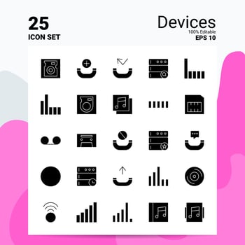 25 Devices Icon Set 100 Editable EPS 10 Files Business Logo Concept Ideas Solid Glyph icon design vector