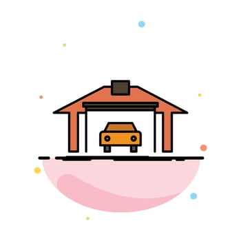 Garage Building Car Construction Abstract Flat Color Icon Template vector