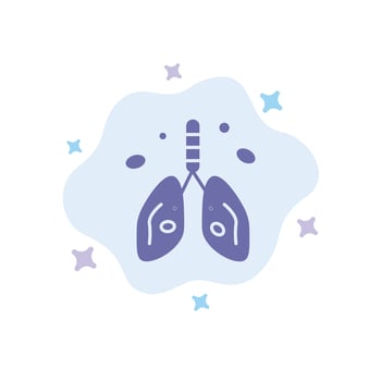 Pollution Cancer Heart Lung Organ Blue Icon on Abstract Cloud Background vector