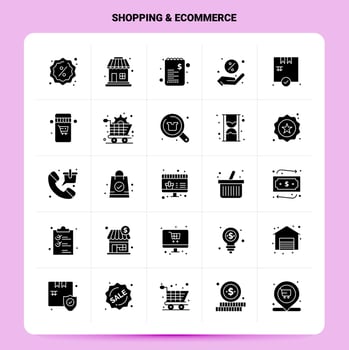 Solid 25 Shopping ECommerce Icon set Vector Glyph Style Design Black Icons Set Web and Mobile Business ideas design Vector Illustration