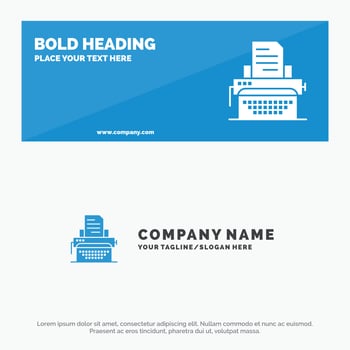Typewriter Typing Document Publish SOlid Icon Website Banner and Business Logo Template vector