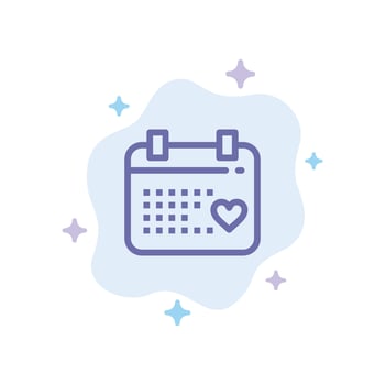 Calendar Day Love Wedding Blue Icon on Abstract Cloud Background vector