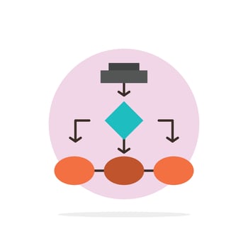 Flowchart Algorithm Business Data Architecture Scheme Structure Workflow Abstract Circle Background Flat color Icon vector