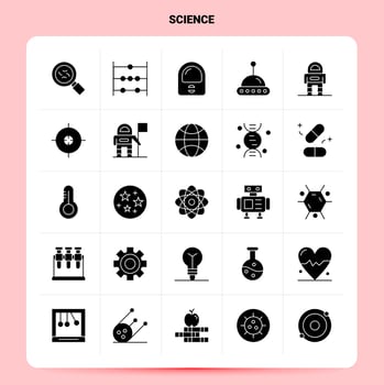 Solid 25 Science Icon set Vector Glyph Style Design Black Icons Set Web and Mobile Business ideas design Vector Illustration