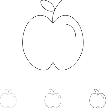Apple Education School Study Bold and thin black line icon set vector