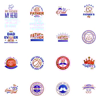 Love You Papa Card Design for Happy Fathers Day Typography Collection 16 Blue and red Design Editable Vector Design Elements