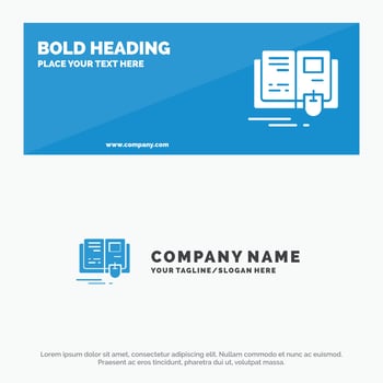 Book Education Knowledge Mouse SOlid Icon Website Banner and Business Logo Template vector