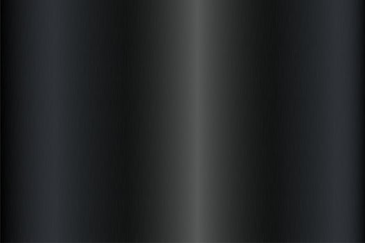 Black foil background. Metal textured shiny gradient. Stainless glossy surface with reflection. Realistic chrome backdrop. Vector illustration