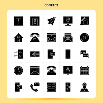 Solid 25 Contact Icon set Vector Glyph Style Design Black Icons Set Web and Mobile Business ideas design Vector Illustration