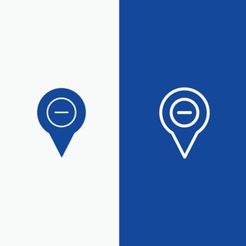 Location Map Navigation Pin minus Line and Glyph Solid icon Blue banner Line and Glyph Solid icon Blue banner vector