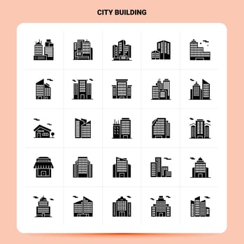 Solid 25 City Building Icon set Vector Glyph Style Design Black Icons Set Web and Mobile Business ideas design Vector Illustration