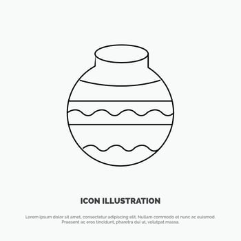 Pot Sand Water Pongal Festival Line Icon Vector