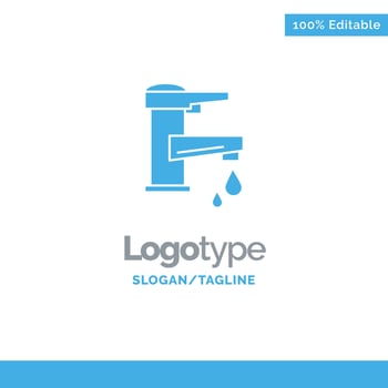 Tap water Hand Tap Water Faucet Drop Blue Solid Logo Template Place for Tagline vector