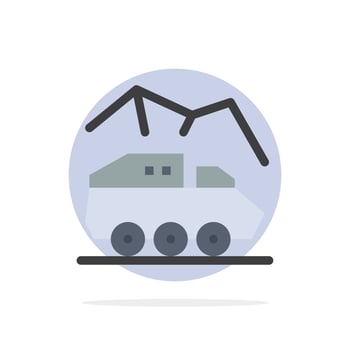 Exploration Planet Rover Surface Transport Abstract Circle Background Flat color Icon vector