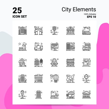 25 City Elements Icon Set 100 Editable EPS 10 Files Business Logo Concept Ideas Line icon design vector
