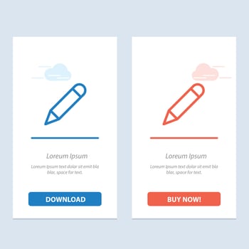 Pencil Study School Write  Blue and Red Download and Buy Now web Widget Card Template vector
