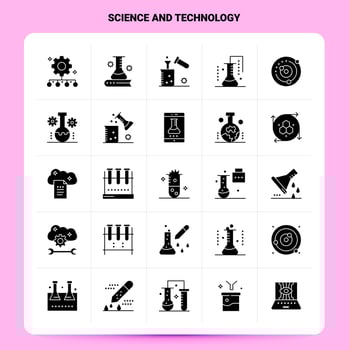 Solid 25 Science And Technology Icon set Vector Glyph Style Design Black Icons Set Web and Mobile Business ideas design Vector Illustration