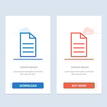 File Data User Interface  Blue and Red Download and Buy Now web Widget Card Template vector