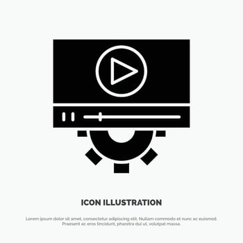 Video Play Setting Design solid Glyph Icon vector