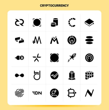 Solid 25 Cryptocurrency Icon set Vector Glyph Style Design Black Icons Set Web and Mobile Business ideas design Vector Illustration