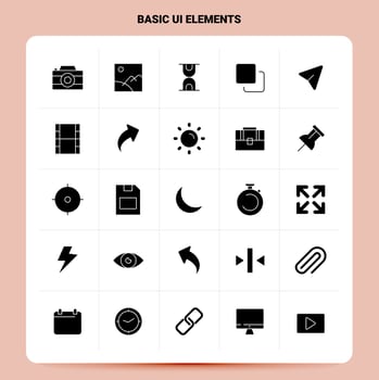 Solid 25 Basic Ui Elements Icon set Vector Glyph Style Design Black Icons Set Web and Mobile Business ideas design Vector Illustration