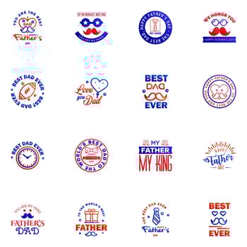 Happy fathers day 16 Blue and red Typography Fathers day background design Fathers day greeting card Editable Vector Design Elements