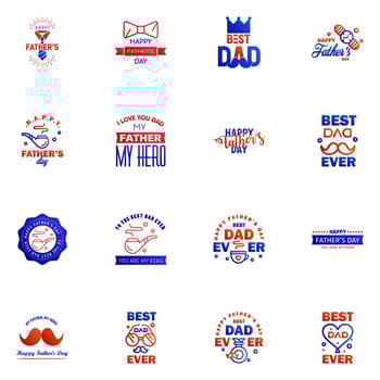 Happy Fathers Day Appreciation Vector Text Banner 16 Blue and red Background for Posters Flyers Marketing Greeting Cards Editable Vector Design Elements