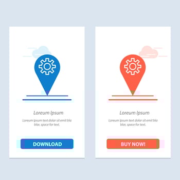Business Location Map Gear  Blue and Red Download and Buy Now web Widget Card Template vector