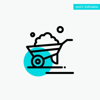 Barrow Garden Trolley Truck Wheelbarrow turquoise highlight circle point Vector icon