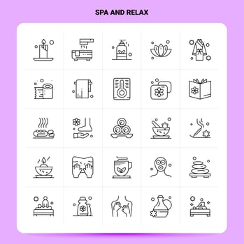 OutLine 25 Spa And Relax Icon set Vector Line Style Design Black Icons Set Linear pictogram pack Web and Mobile Business ideas design Vector Illustration