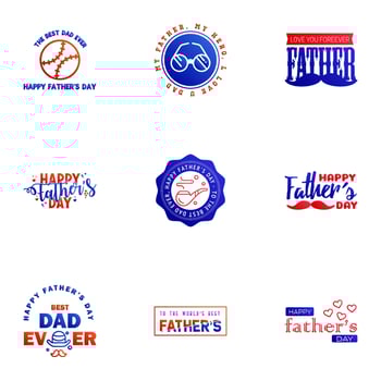 Happy fathers day 9 Blue and red Typography Fathers day background design Fathers day greeting card Editable Vector Design Elements