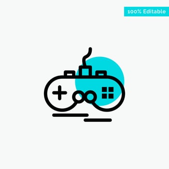 Joystick Wireless Xbox Gamepad turquoise highlight circle point Vector icon