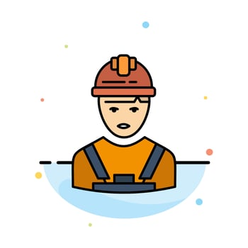 Worker Industry Avatar Engineer Supervisor Abstract Flat Color Icon Template vector