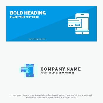 Payment Bank Banking Card Credit Mobile Money Smartphone SOlid Icon Website Banner and Business Logo Template vector