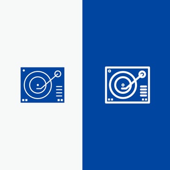 Deck Device Phonograph Player Record Line and Glyph Solid icon Blue banner Line and Glyph Solid icon Blue banner vector