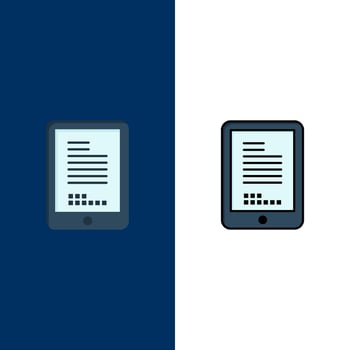 Mobile Coding Hardware Cell  Icons Flat and Line Filled Icon Set Vector Blue Background