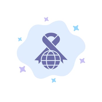Care Ribbon Globe World Blue Icon on Abstract Cloud Background vector