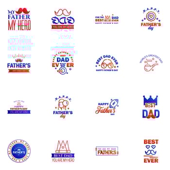 Happy Fathers Day Appreciation Vector Text Banner 16 Blue and red Background for Posters Flyers Marketing Greeting Cards Editable Vector Design Elements