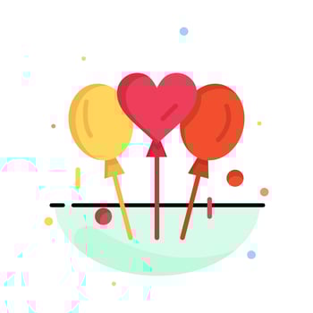 Balloon Love Wedding Heart Abstract Flat Color Icon Template vector