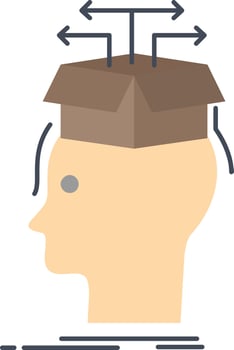 Data extraction head knowledge sharing Flat Color Icon Vector