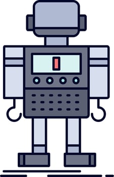 autonomous machine robot robotic technology Flat Color Icon Vector