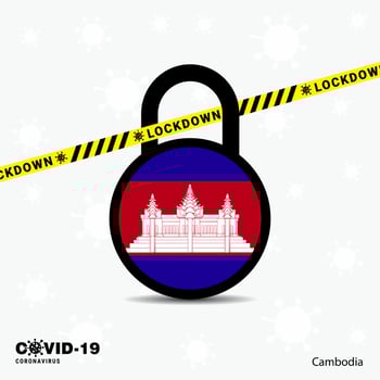 Cambodia Lock DOwn Lock Coronavirus pandemic awareness Template COVID19 Lock Down Design vector