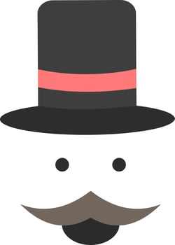 moustache Hipster movember hat men Flat Color Icon Vector