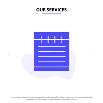 Our Services Notebook Study Education School Solid Glyph Icon Web card Template vector