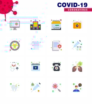 Coronavirus Precaution Tips icon for healthcare guidelines presentation 16 Flat Color icon pack such as hazard medicine hospital medical case schedule viral coronavirus 2019nov disease Vector Des
