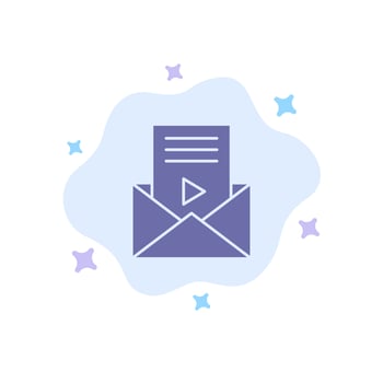 Mail Message Sms Video Player Blue Icon on Abstract Cloud Background vector