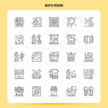 OutLine 25 Bath Room Icon set Vector Line Style Design Black Icons Set Linear pictogram pack Web and Mobile Business ideas design Vector Illustration