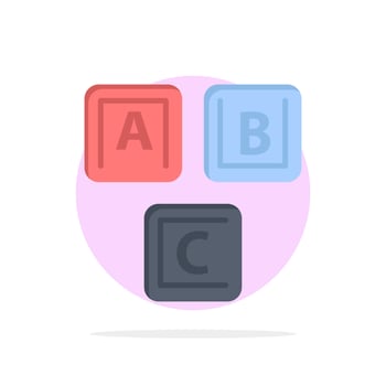 Abc Blocks Basic Alphabet Knowledge Abstract Circle Background Flat color Icon vector