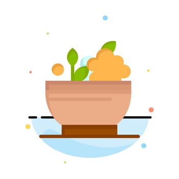 Herbal Medicine Natural Bowl Abstract Flat Color Icon Template vector