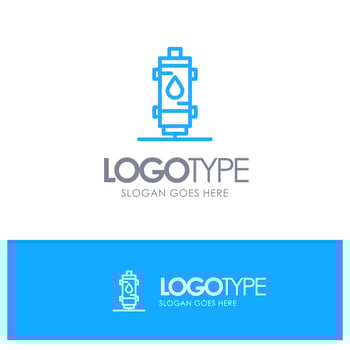 Heater Water Heat Hot Gas Geyser Blue Logo Line Style vector